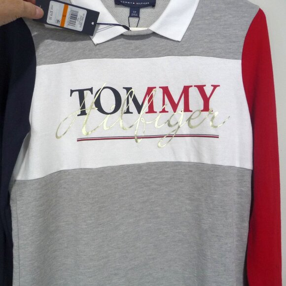 TOMMY HILFIGER COLOR BLOCK SWEATSHIRT DRESS SMALL - Picture 3 of 8